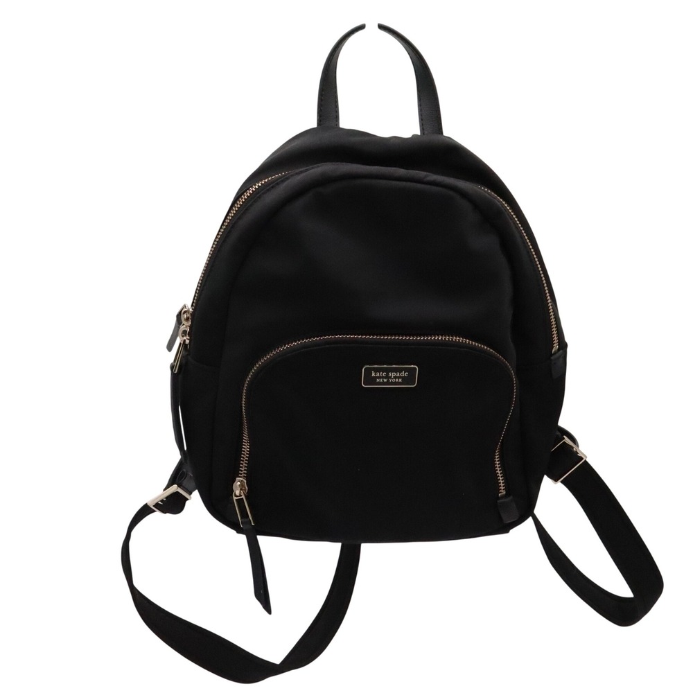 Kate Spade Backpack Womens OS Karissa Black Nylon Gold Hardware Excellent